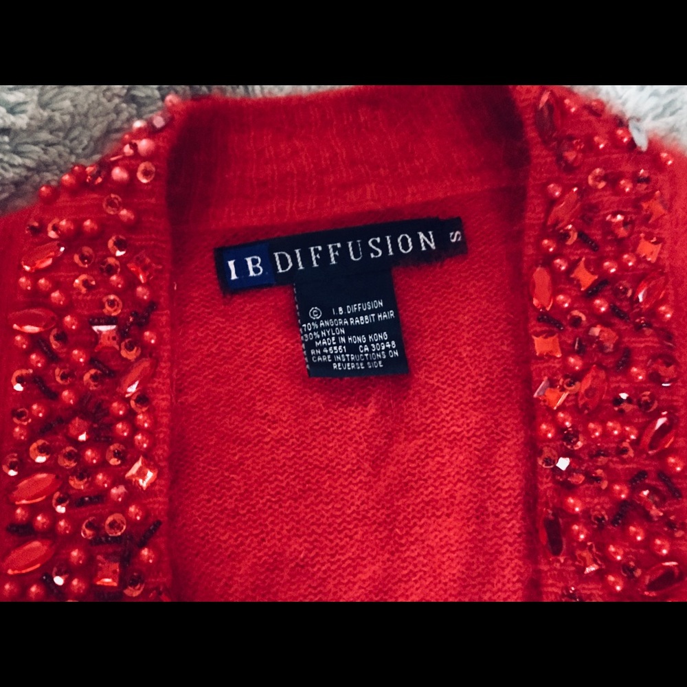 I B Diffusion Vintage Angora Sweater Jacket Sz Sm